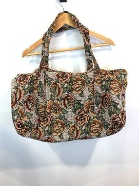 Handmade Floral tapestry duffle Bag